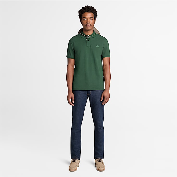 Millers River ShortSleeve Pique Polo Shirt for Men in Dark Green TBL Green ALT2