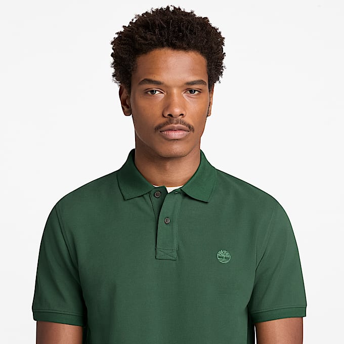 Millers River Short-Sleeve Pique Polo Shirt for Men in Dark Green
