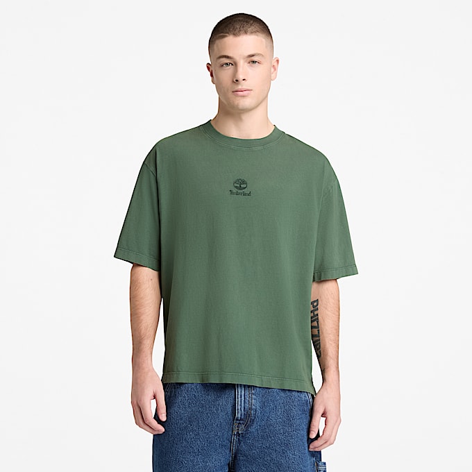 All Gender Sunwashed Embroidered Logo TShirt in Dark Green TBL Green ALT3