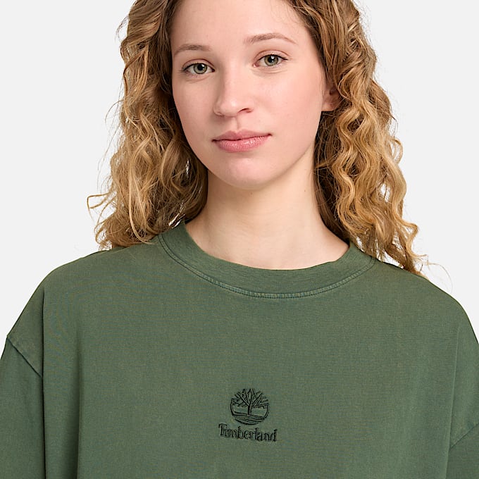 All Gender Sunwashed Embroidered Logo TShirt in Dark Green TBL Green ALT4