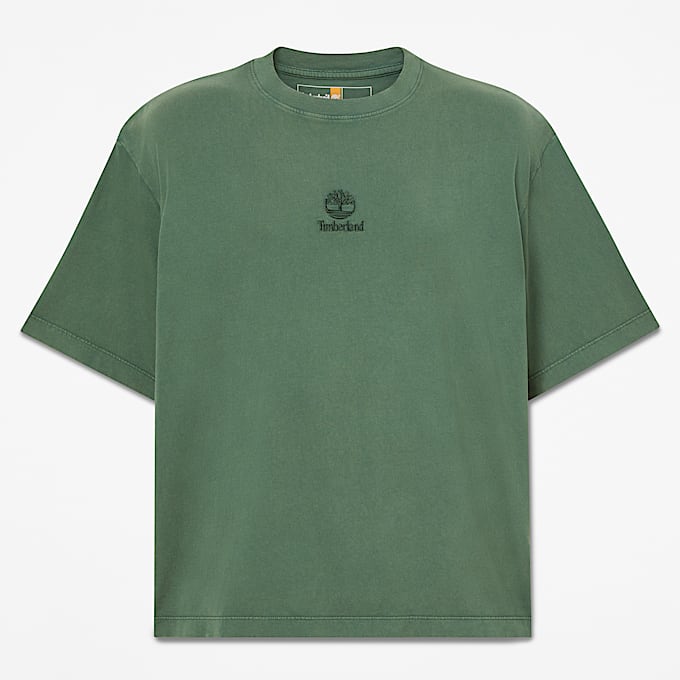 All Gender Sunwashed Embroidered Logo TShirt in Dark Green TBL Green HERO