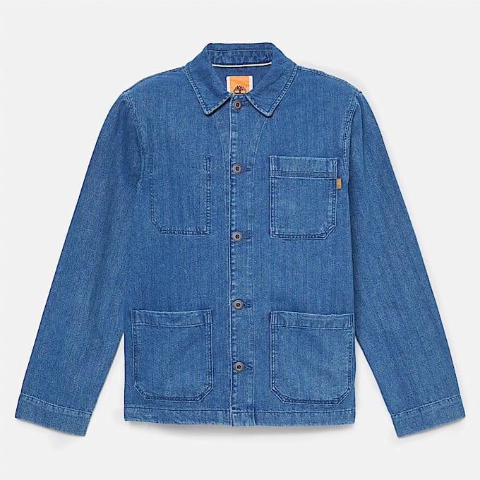 Kempshire Herringbone Denim Chore Jacket for Men in Dark Blue TBL Blue HERO