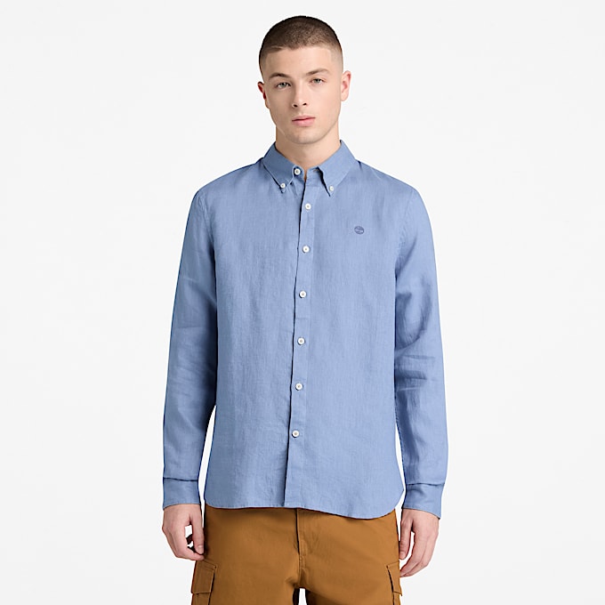 Mill Brook Linen Shirt for Men in Blue TBL Blue ALT1