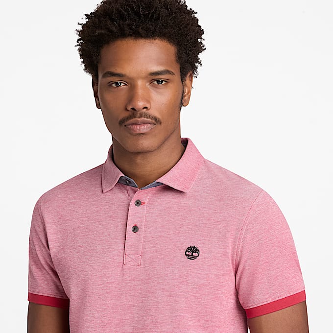 Kurzärmeliges Baboosic Brook Oxford-Polohemd für Herren in Rot