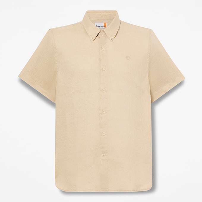 Chemise à manches courtes en lin Mill Brook pour homme en beige - 1