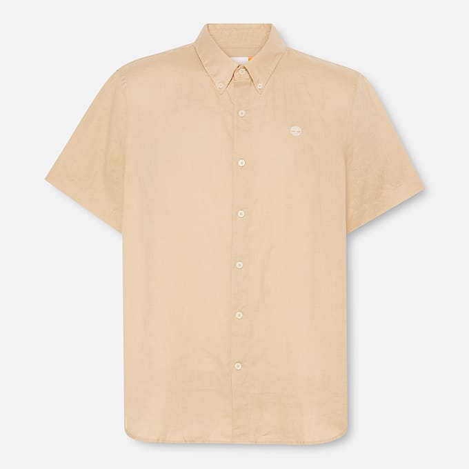 Chemise à manches courtes en lin Mill Brook pour homme en beige