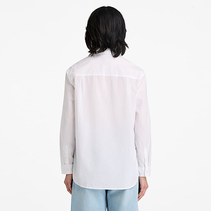 Poplin Long-Sleeve Shirt for Women in White