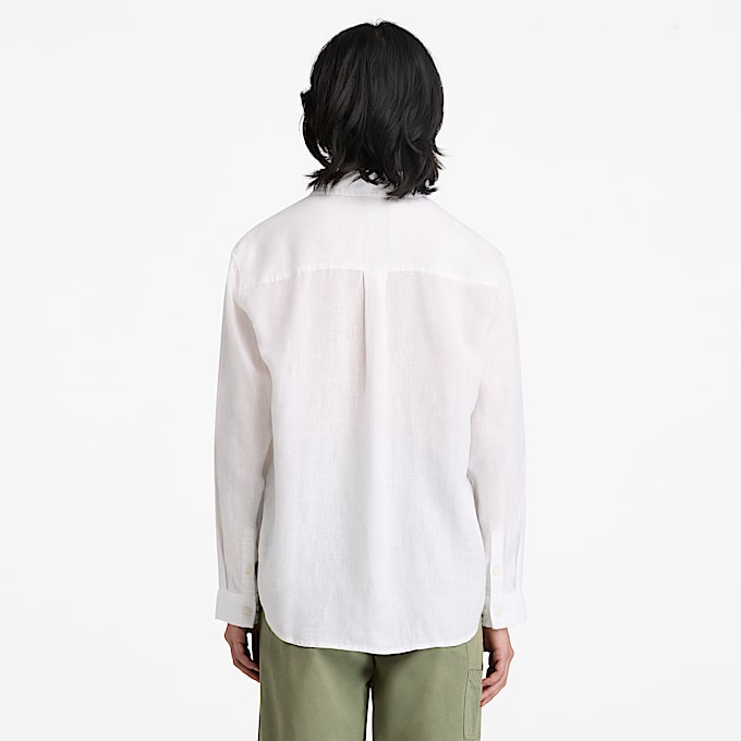 LongSleeve Linen Shirt for Women in White TBL White ALT8
