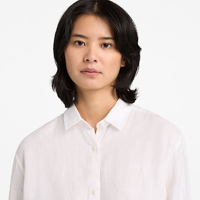 LongSleeve Linen Shirt for Women in White TBL White ALT3
