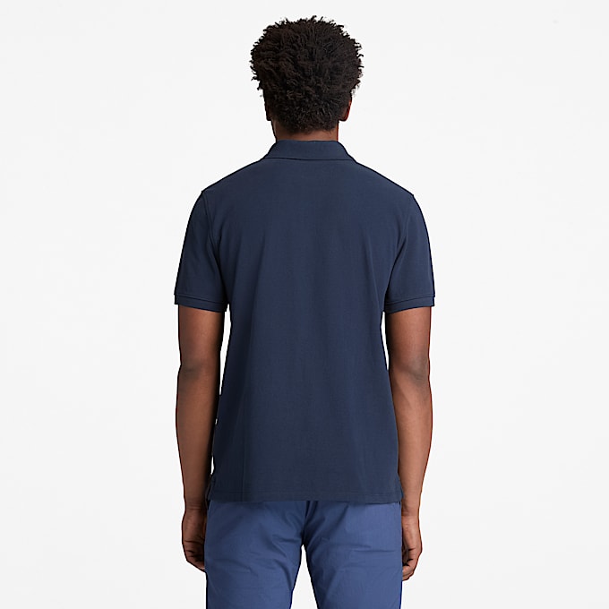Millers River Short-Sleeve Pique Polo Shirt for Men in Dark Blue