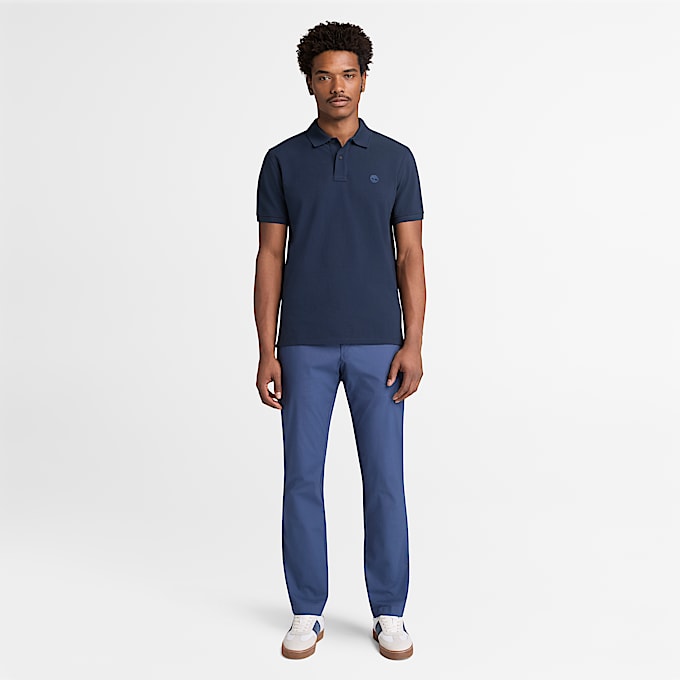 Millers River Short-Sleeve Pique Polo Shirt for Men in Dark Blue