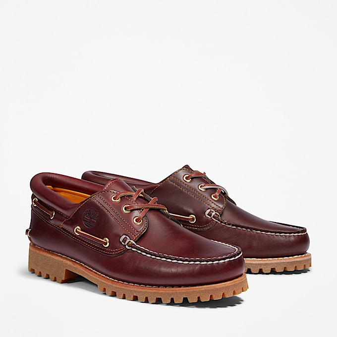 Timberland Authentic 3Eye Lug Handsewn Boat Shoe for Men in Burgundy TBL Burgundy ALT4