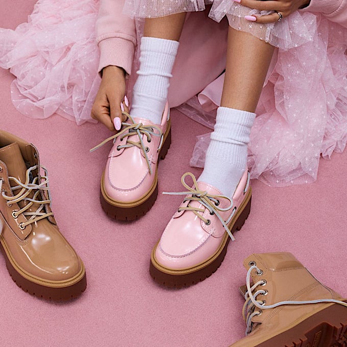 Chaussure bateau compensée Stone Street pour femme en rose clair