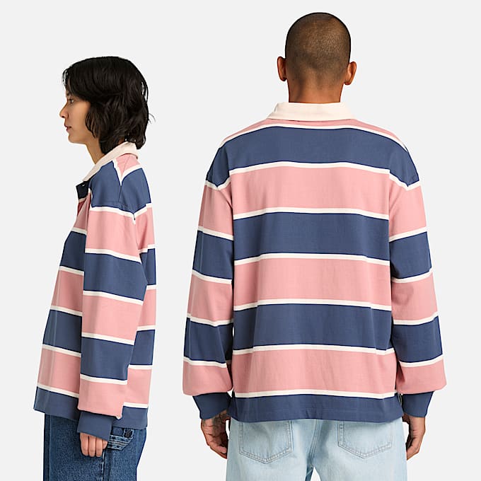 All Gender Rugby Polo Shirt PinkDark Blue TBL Blue ALT2