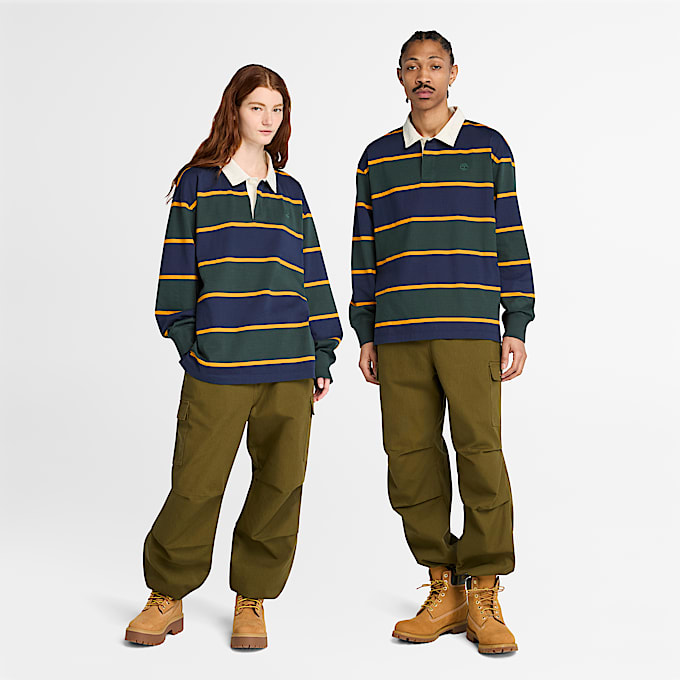 Polo de rugby unisexe en bleu foncvert fonc TBL bleu ALT1