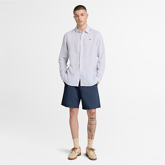 BaumwollLeinenShorts fr Herren in Dunkelblau TBL Blau ALT2