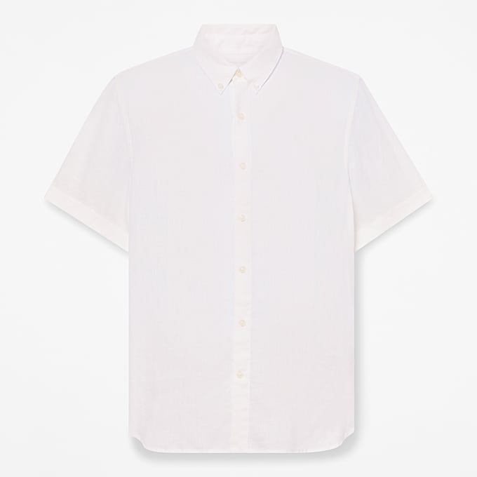 Mill Brook Kurzrmeliges Leinenhemd fr Herren in Wei TBL Wei HERO