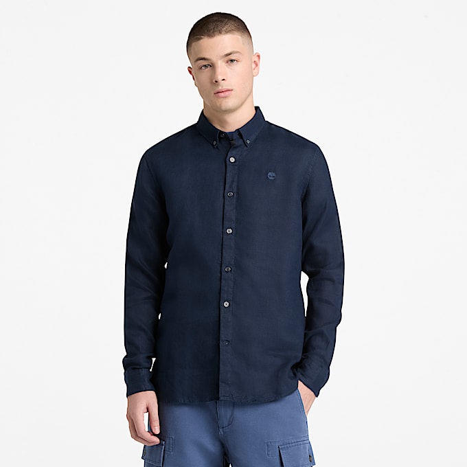 Camisa de Linho Mill Brook para Homem em azulescuro TBL azul ALT1