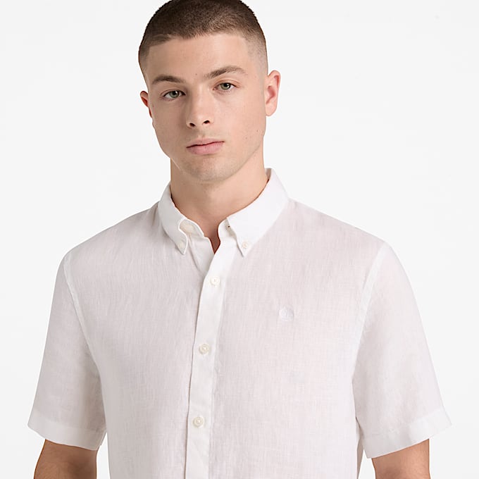 Mill Brook Kurzrmeliges Leinenhemd fr Herren in Wei TBL Wei ALT3