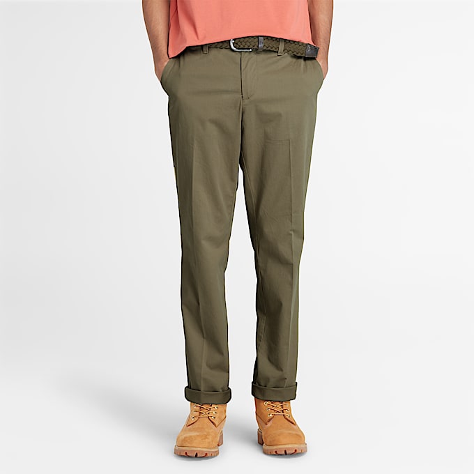 Pantaloni Chino a Gamba Dritta in Twill Claremont da Uomo in verde TBL verde ALT1