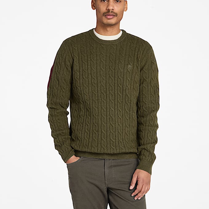 Phillips Brook Crewneck Cableknit Jumper for Men in Green TBL Green ALT1