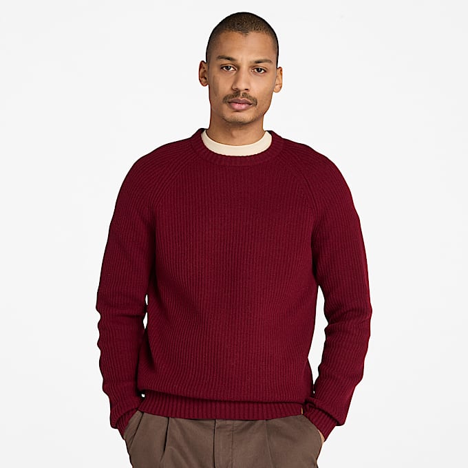 Phillips Brook Raglan Sleeve Crewneck Jumper for Men in Burgundy TBL Burgundy ALT1