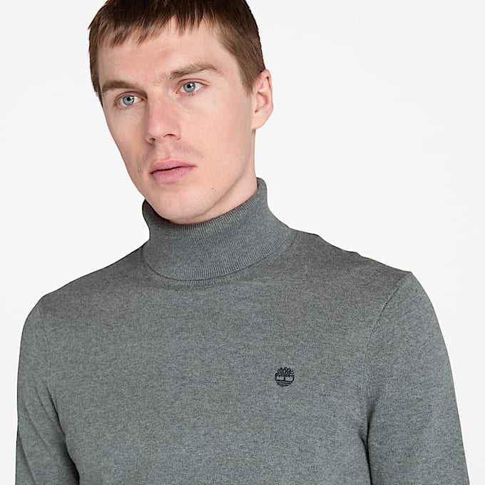 Williams River Turtle Neck Cotton Jumper for Men in Dark Grey TBL Grey ALT3