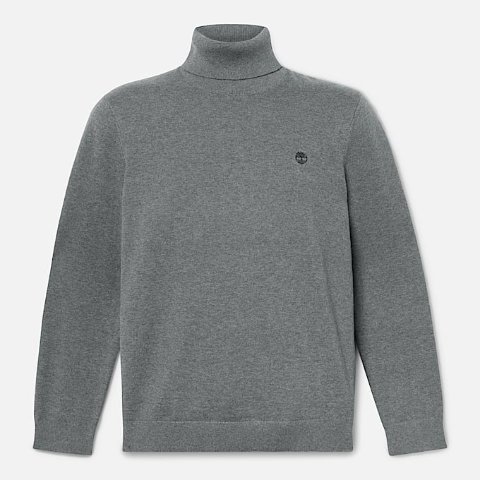 Williams River Turtle Neck Cotton Jumper for Men in Dark Grey TBL Grey HERO