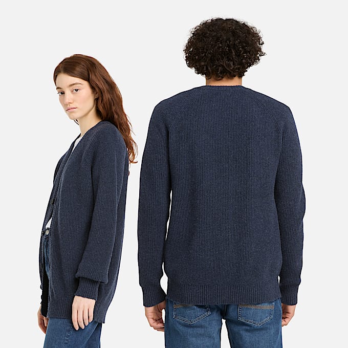 All Gender Phillips Brook Raglan Sleeve Cardigan in Dark Blue TBL Blue ALT2