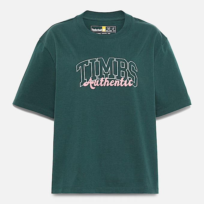 Timberland Varsity Graphic ShortSleeve TShirt for Women in Dark Green TBL Green HERO