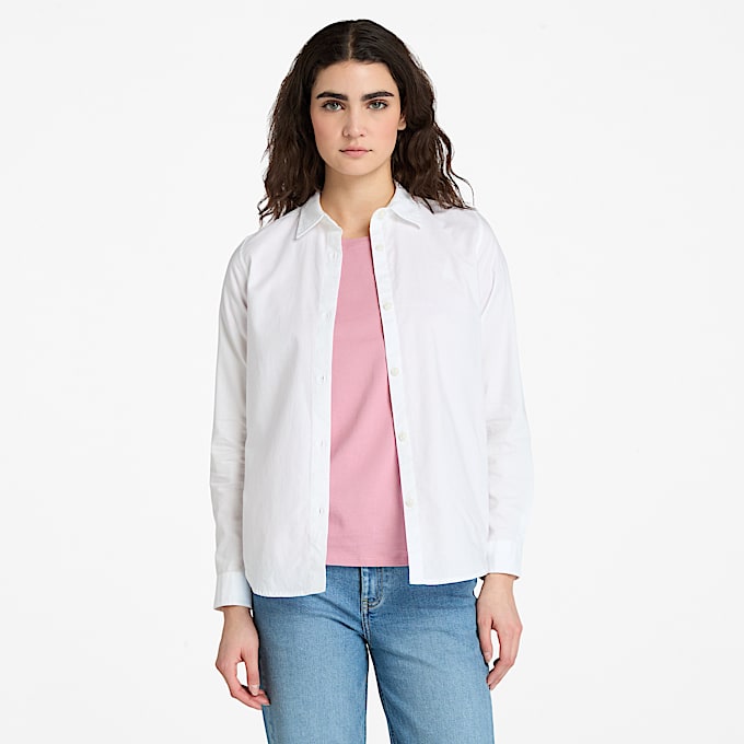 Camisa de Manga Comprida Oxford Timberland para Mulher em branco TBL branco ALT1