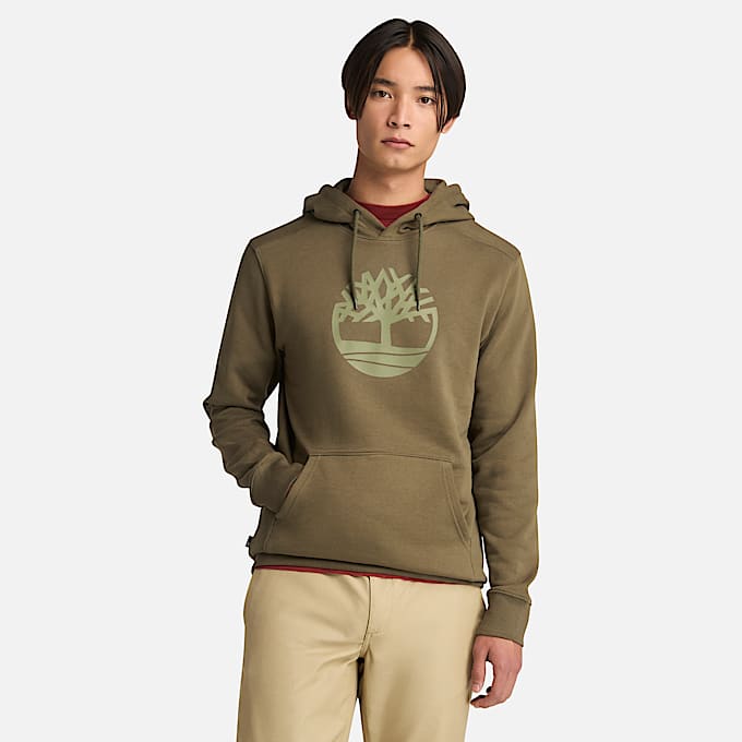 Felpa con Cappuccio e Logo ad Albero Kennebec River da Uomo in verde TBL verde ALT1