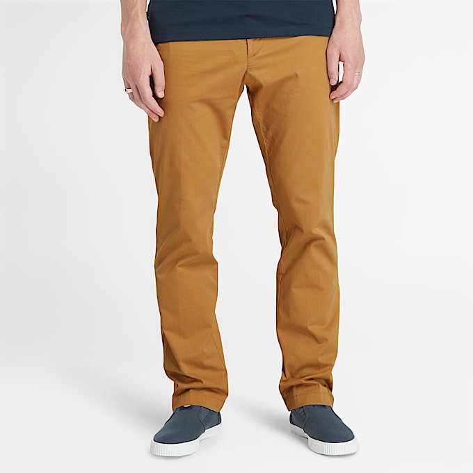 Claremont Twill Chino Straight Trouser for Men in Dark Yellow TBL Yellow ALT1
