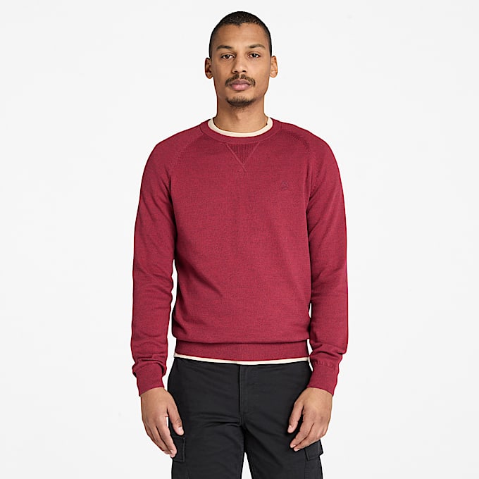 Williams River Cotton Raglan Sleeve Crewneck Jumper for Men in Burgundy TBL Burgundy ALT1