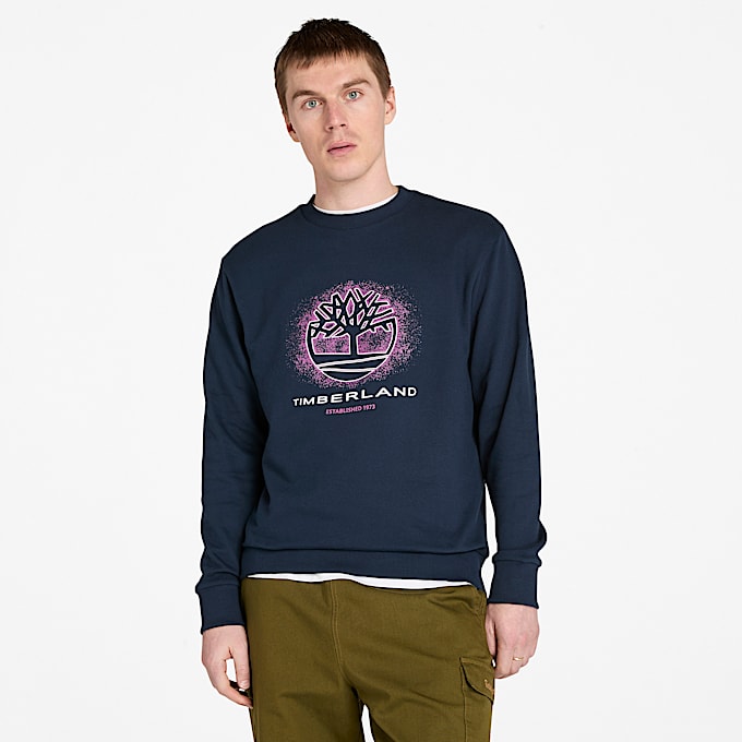 Seasonal Graphic Crewneck Sweatshirt for Men in Dark Blue TBL Blue ALT1