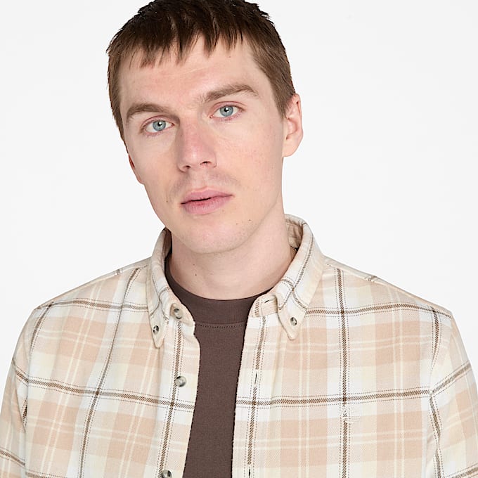Checked Flannel Shirt for Men in Beige TBL Beige ALT3