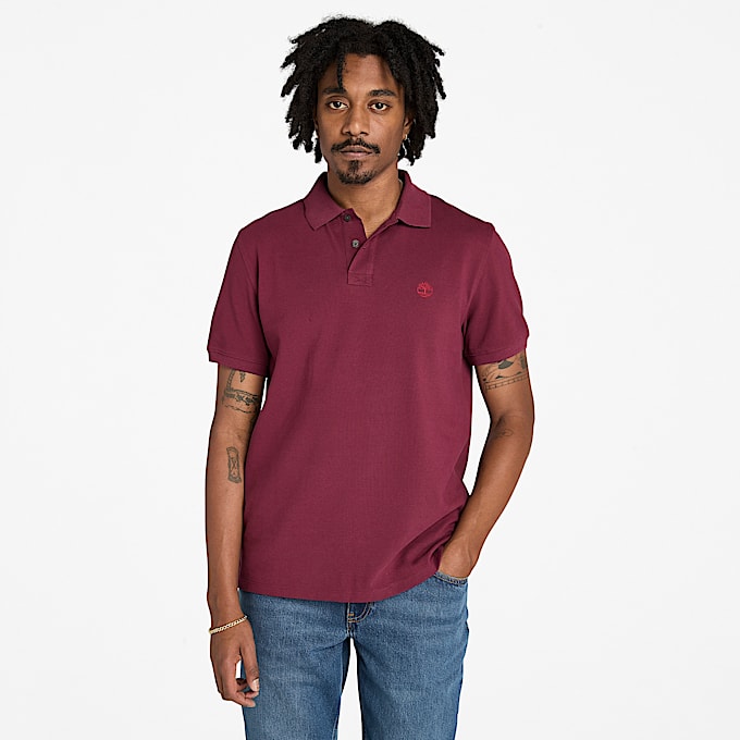 Millers River Pique ShortSleeve Polo for Men in Burgundy TBL Burgundy ALT1