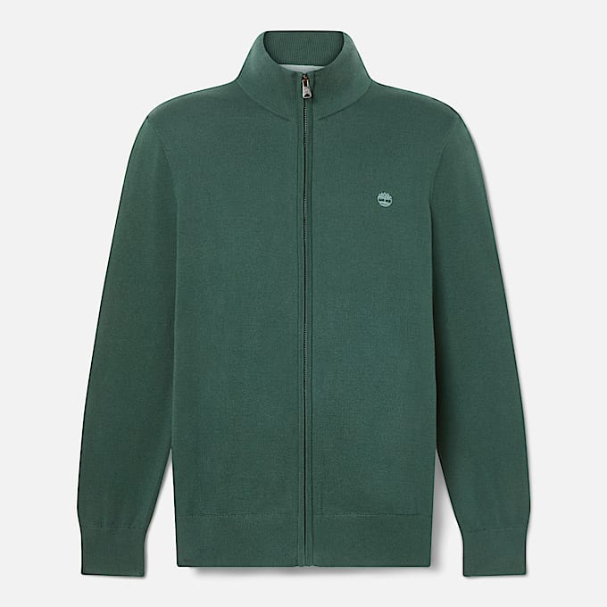 Williams River Cotton FullZip Jumper for Men in Dark Green TBL Green HERO