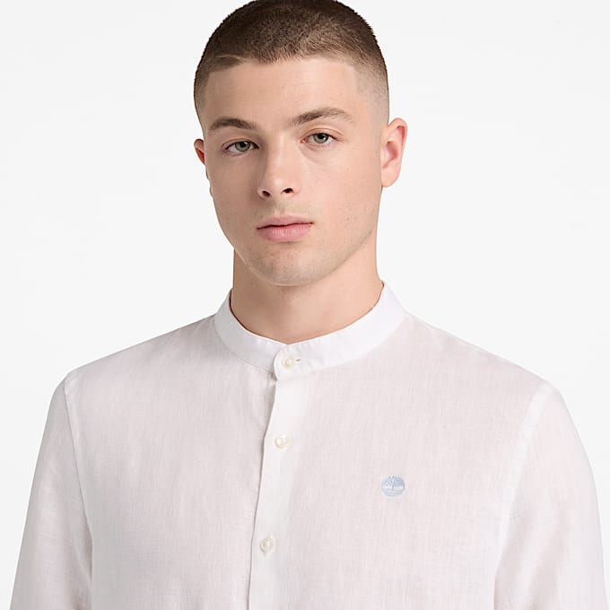 Camisa de lino Mill Brook para hombre en blanco TBL blanco ALT3