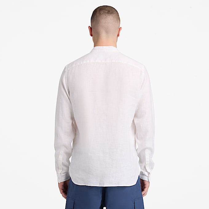 Camisa de lino Mill Brook para hombre en blanco TBL blanco ALT8