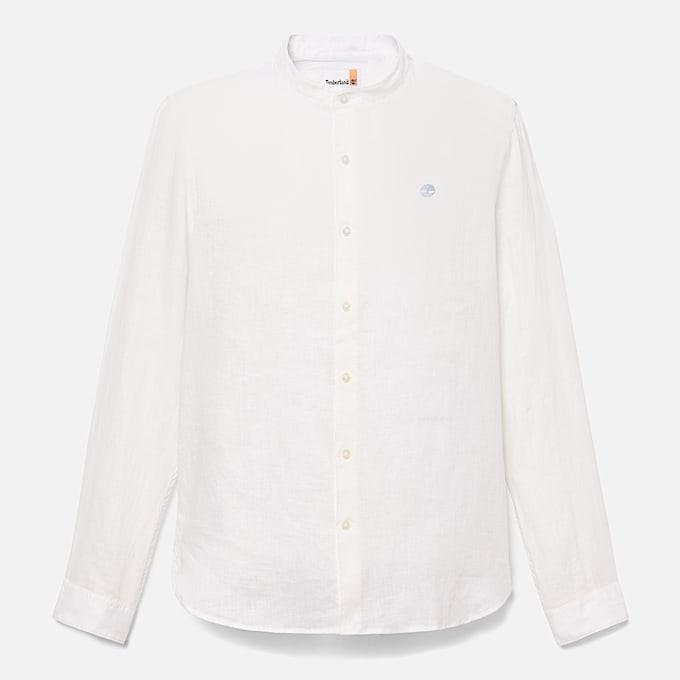Camisa de lino Mill Brook para hombre en blanco TBL blanco HERO