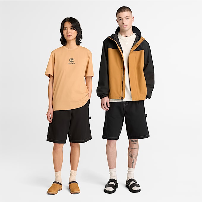 Uniseks Timmermansshort van verwassen katoendoek in zwart TBL Black ALT1