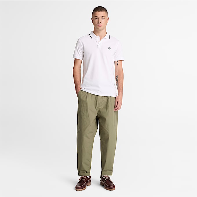 Claremont Poplin Pleated Chino Trouser fr herr i grn TBL Grn ALT2