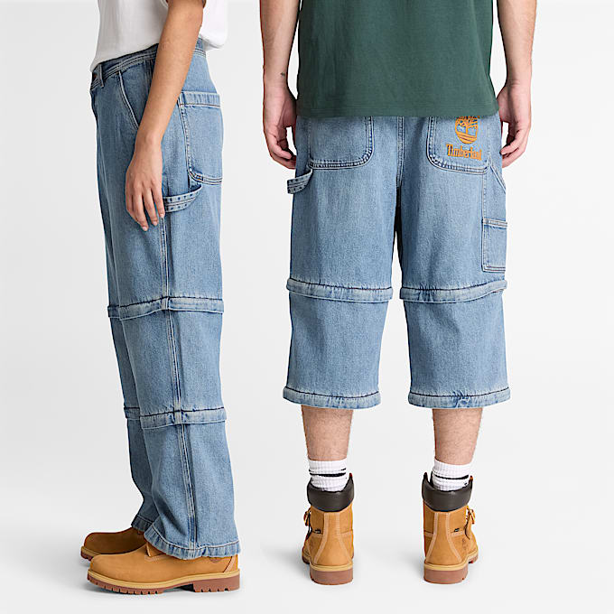 All Gender Timberland x BEAMS CarpenterJeans mit Reiverschluss in Hellblau TBL Blau ALT2