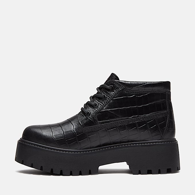 Halbhoher Stone Street Boot mit Plateausohle fr Damen in Schwarz TBL Schwarz ALT6