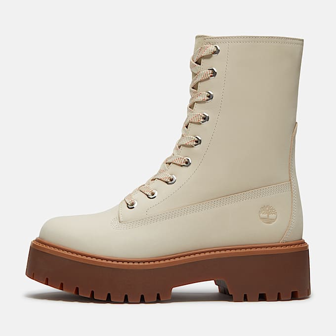 Halbhoher Stone Street Boot mit Plateausohle fr Damen in Hellbeige TBL Beige ALT9