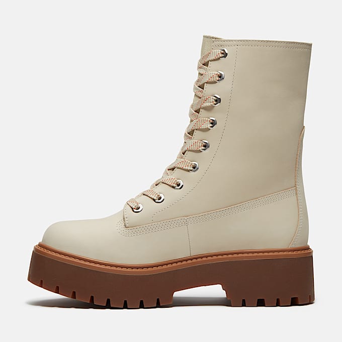 Halbhoher Stone Street Boot mit Plateausohle fr Damen in Hellbeige TBL Beige ALT6