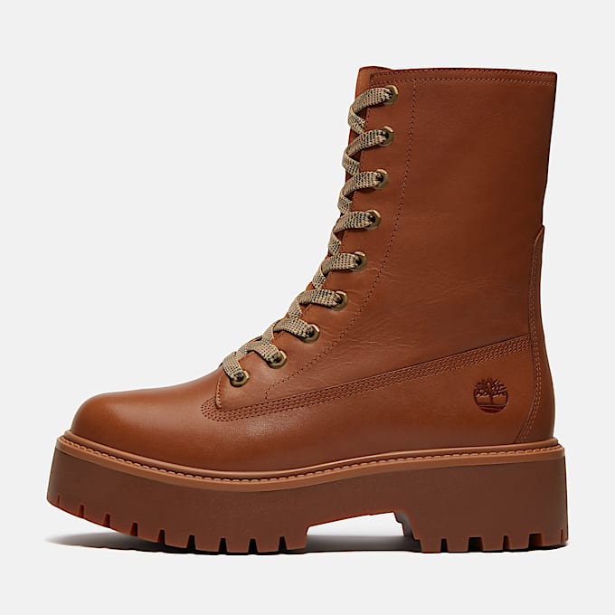 Halbhoher Stone Street Boot mit Plateausohle fr Damen in Braun TBL Braun ALT9