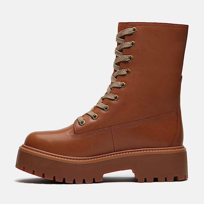 Halbhoher Stone Street Boot mit Plateausohle fr Damen in Braun TBL Braun ALT6