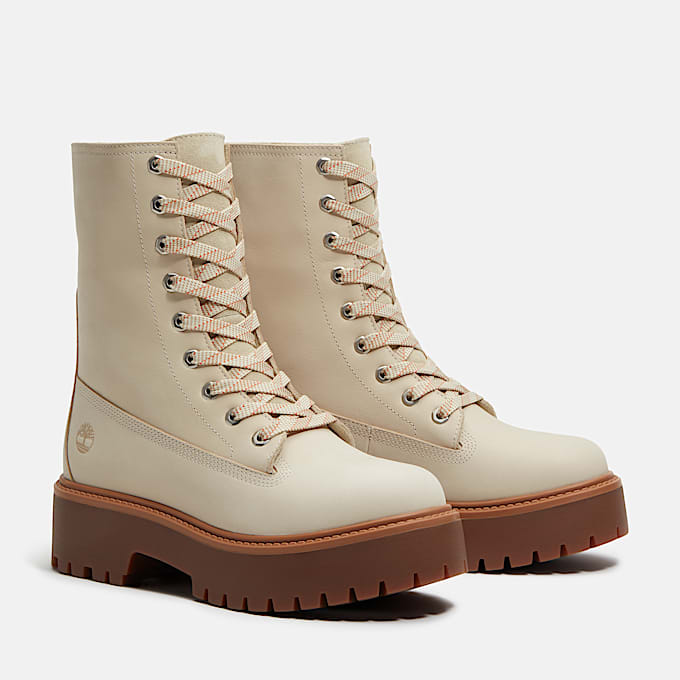 Halbhoher Stone Street Boot mit Plateausohle fr Damen in Hellbeige TBL Beige ALT4